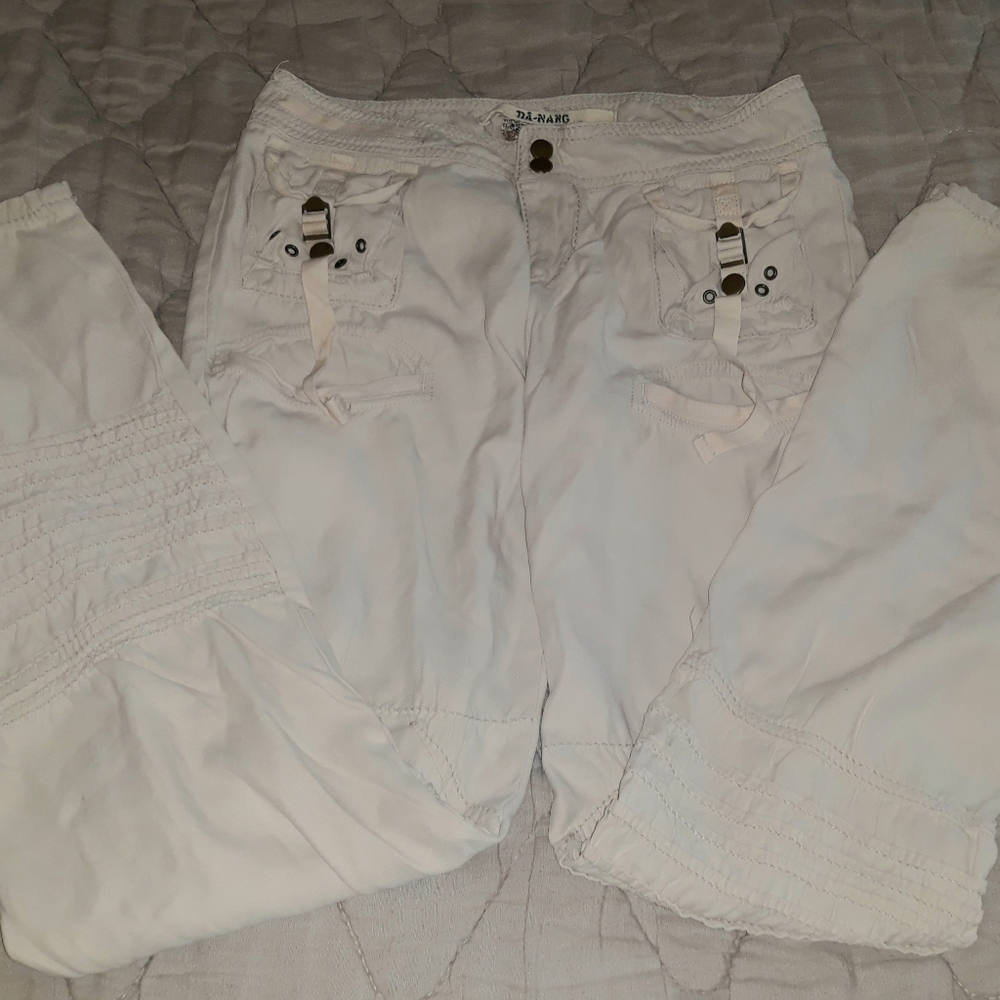 Da Nang silk wool blend off-white cargo pants cute